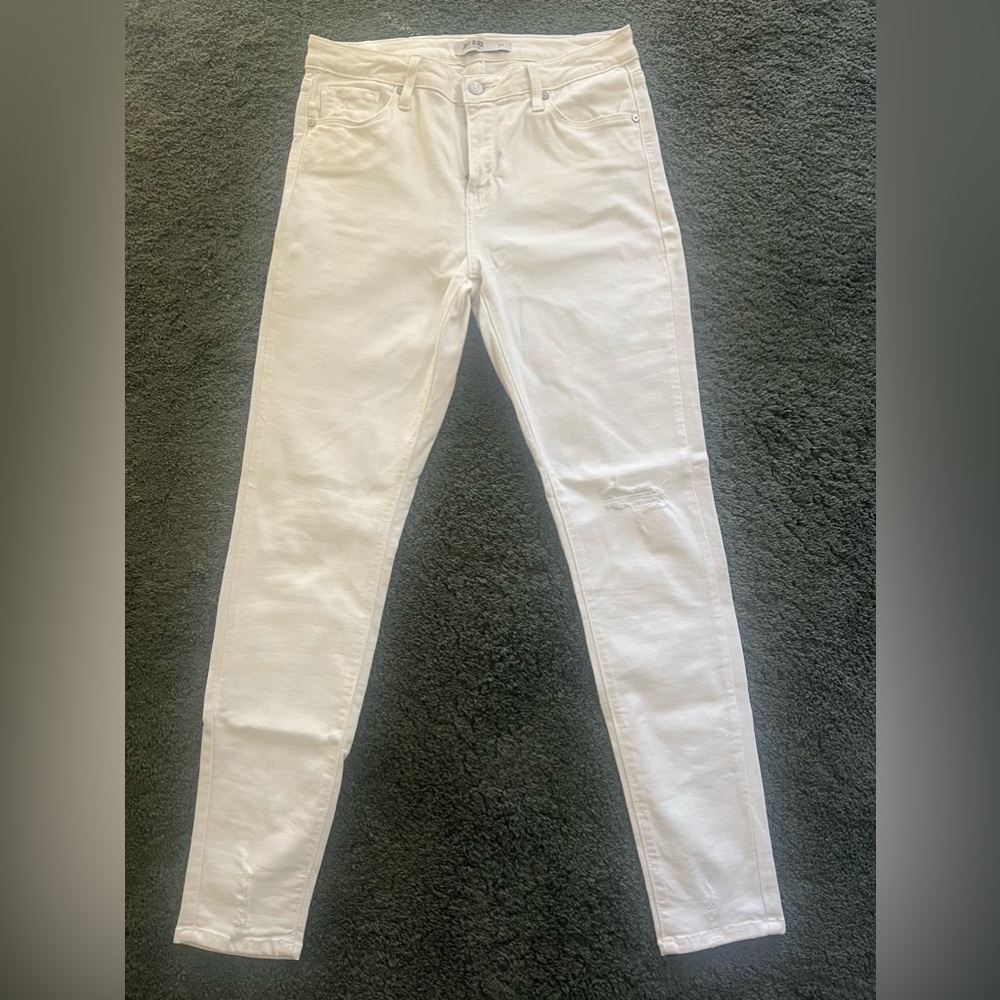 Just Black Distressed White Skinny Jeans Size 29
